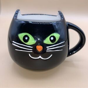 Tag Black Cat Mug with Green Eyes